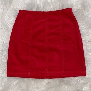 Red velvet skirt